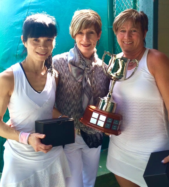 Left to Right: WS50 Finalist Carol Lau, Tennis Committee Chair Carol Pedlar & WS50 Champion Rosie Schaich