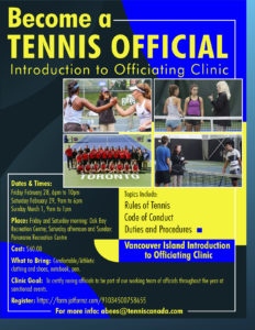 Become a Tennis Official: Vancouver Island Clinic